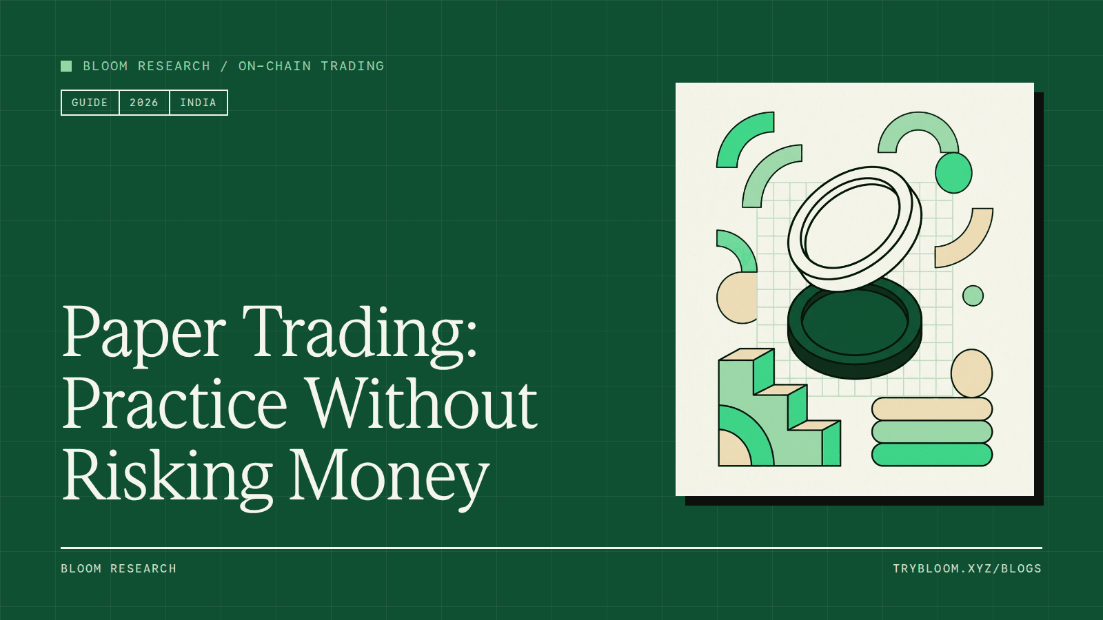 Cover for a paper trading guide showing an outlined coin above a solid coin over a grid of practice squares