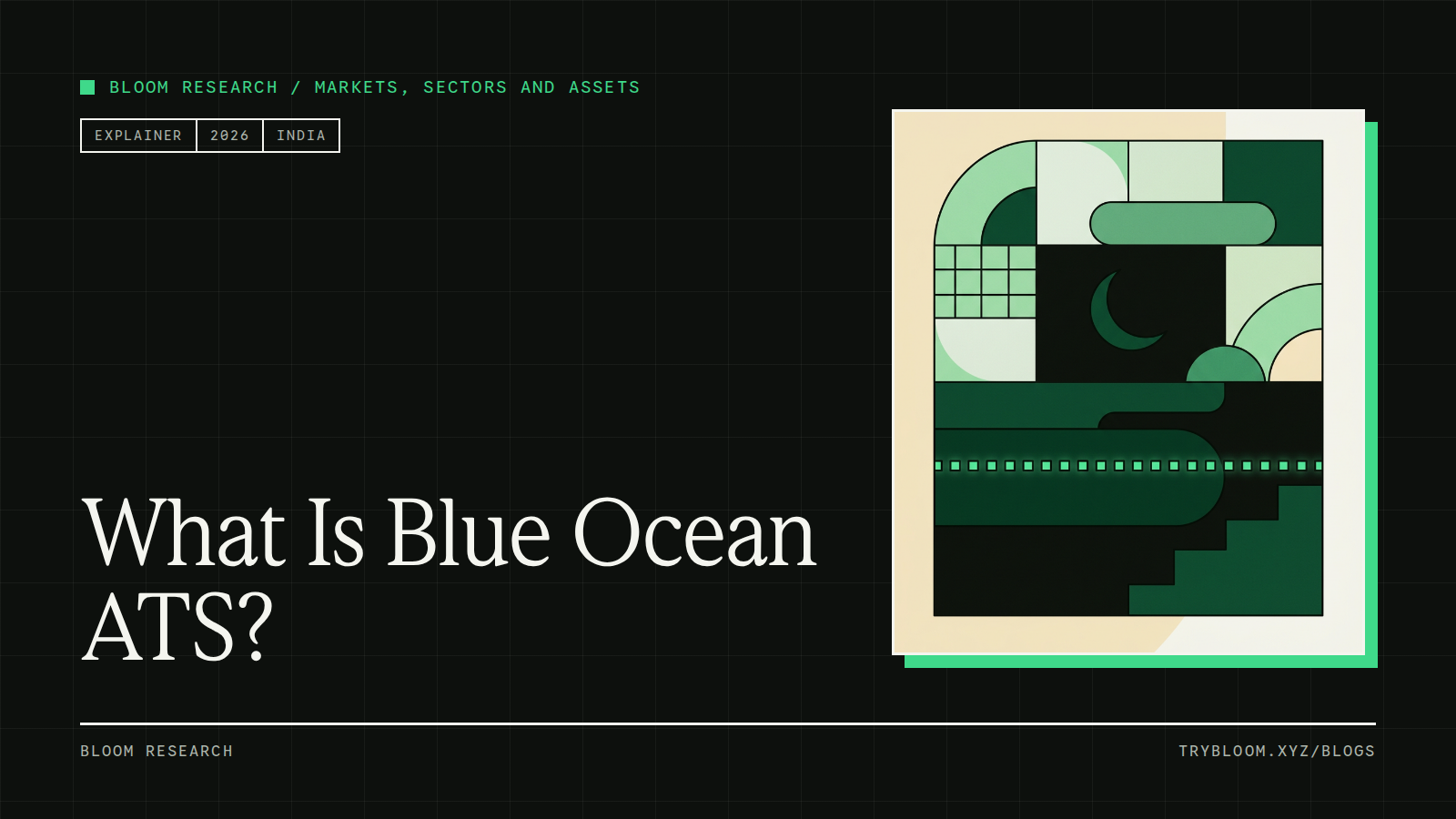 Crescent moon over a dark sea with a row of small squares crossing the water, for an explainer on Blue Ocean ATS